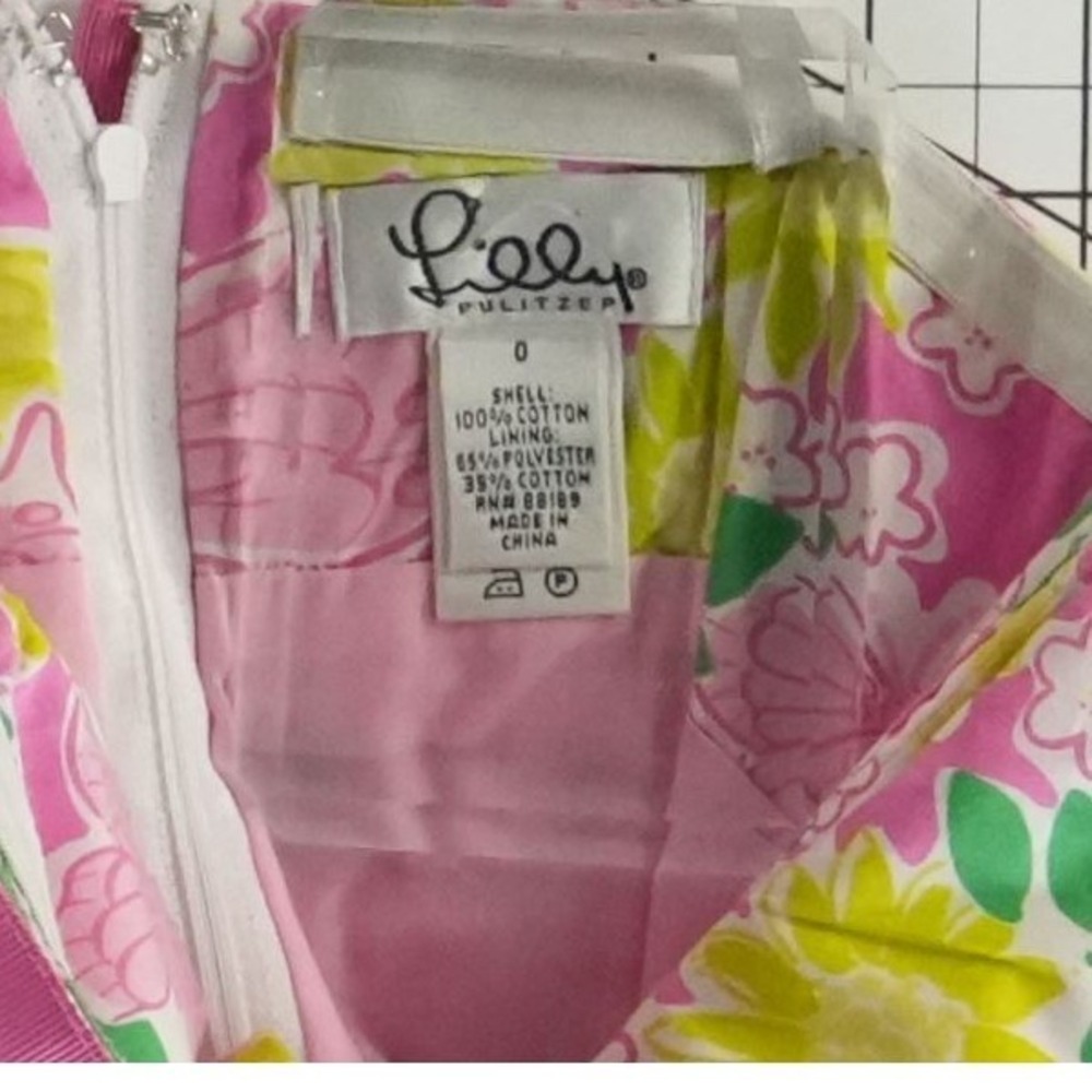 Lilly Pulitzer Dress Women's Size 0 Pink Orange Patchwork Floral Strapless‎ Mini - Picture 4 of 6